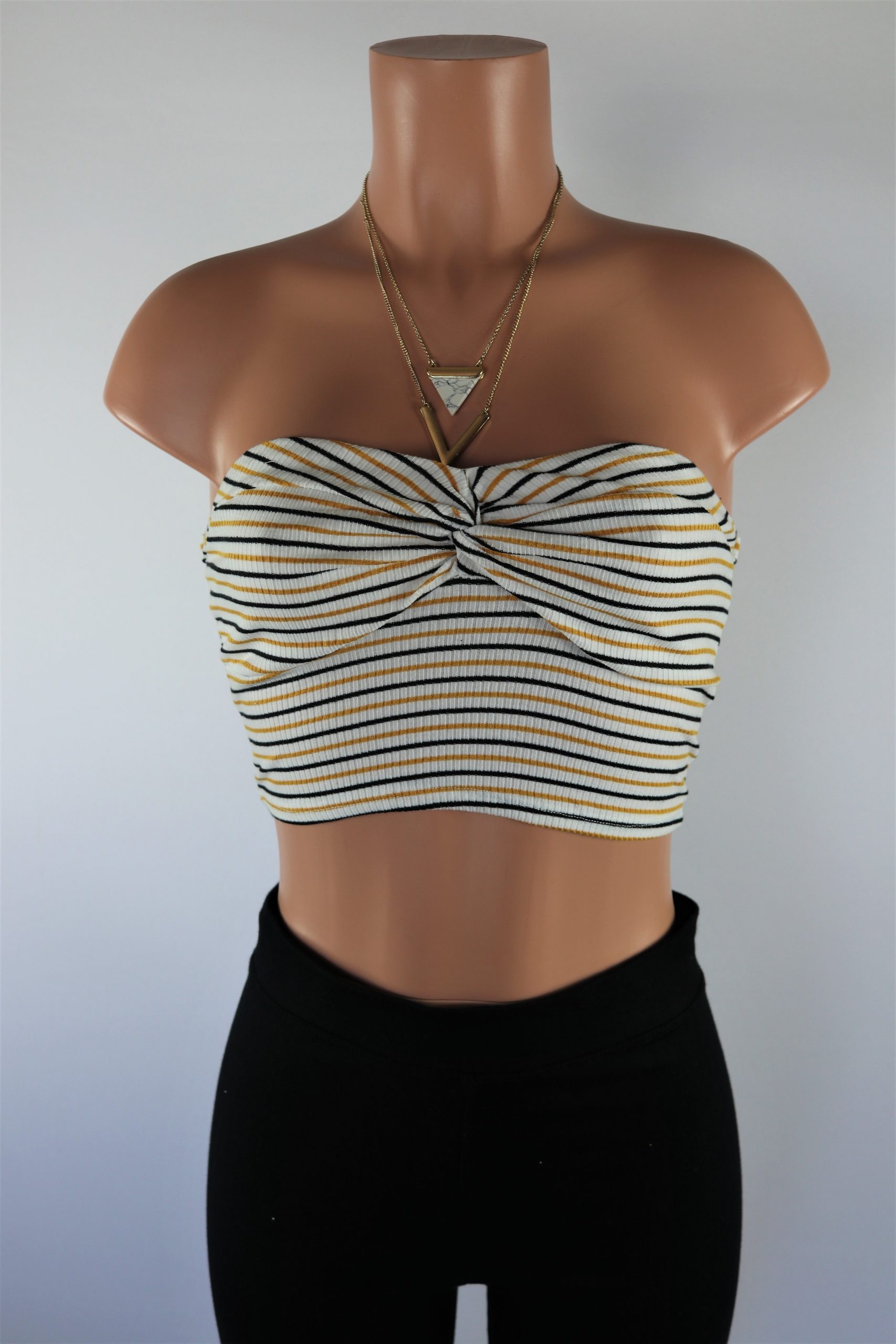 yellow and black tube top