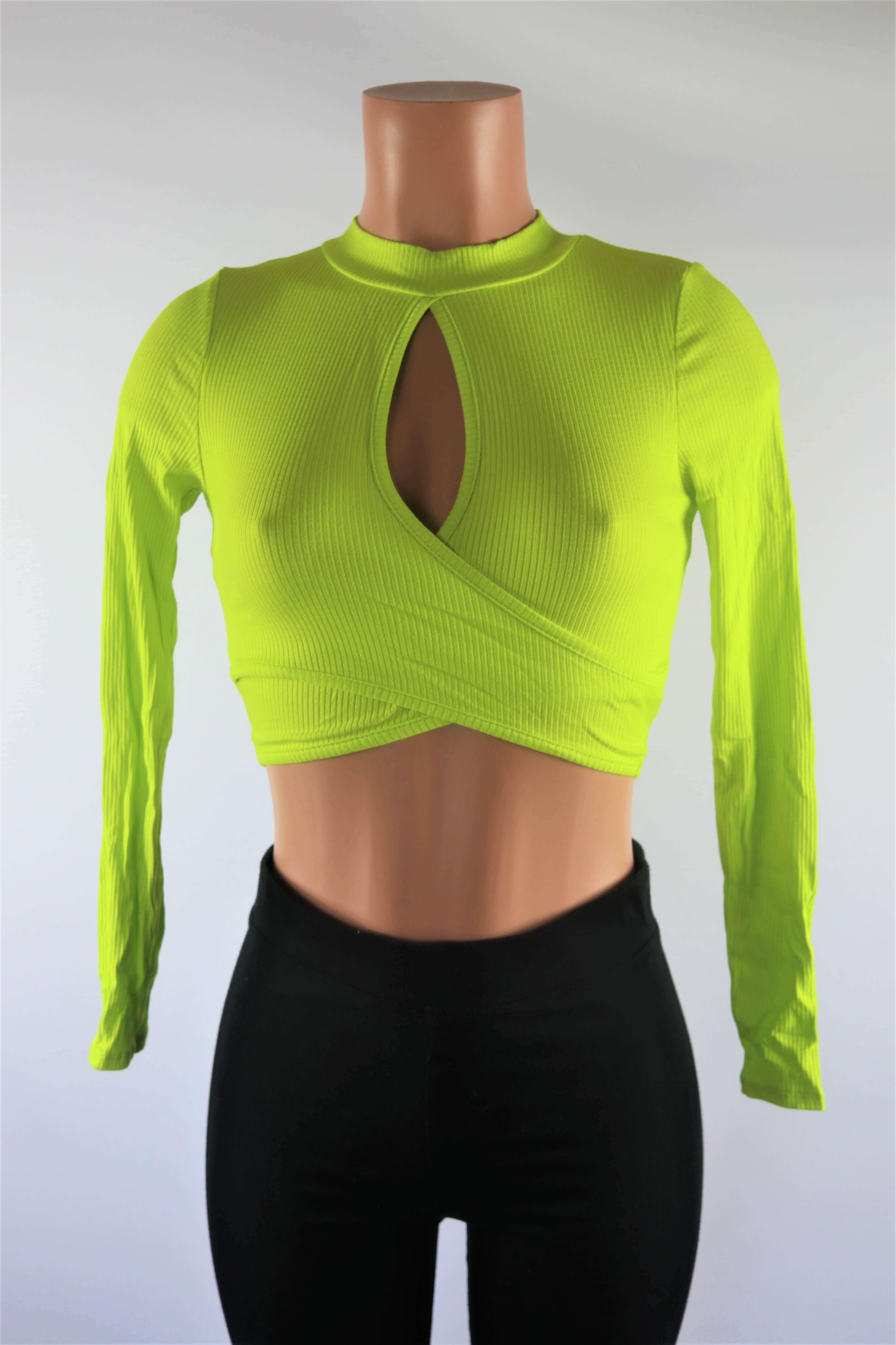 lime green one shoulder crop top