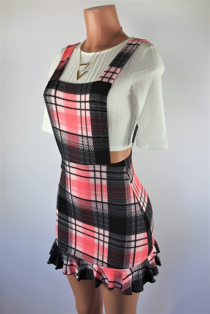 Retro pink plaid overall dress. L main image 0