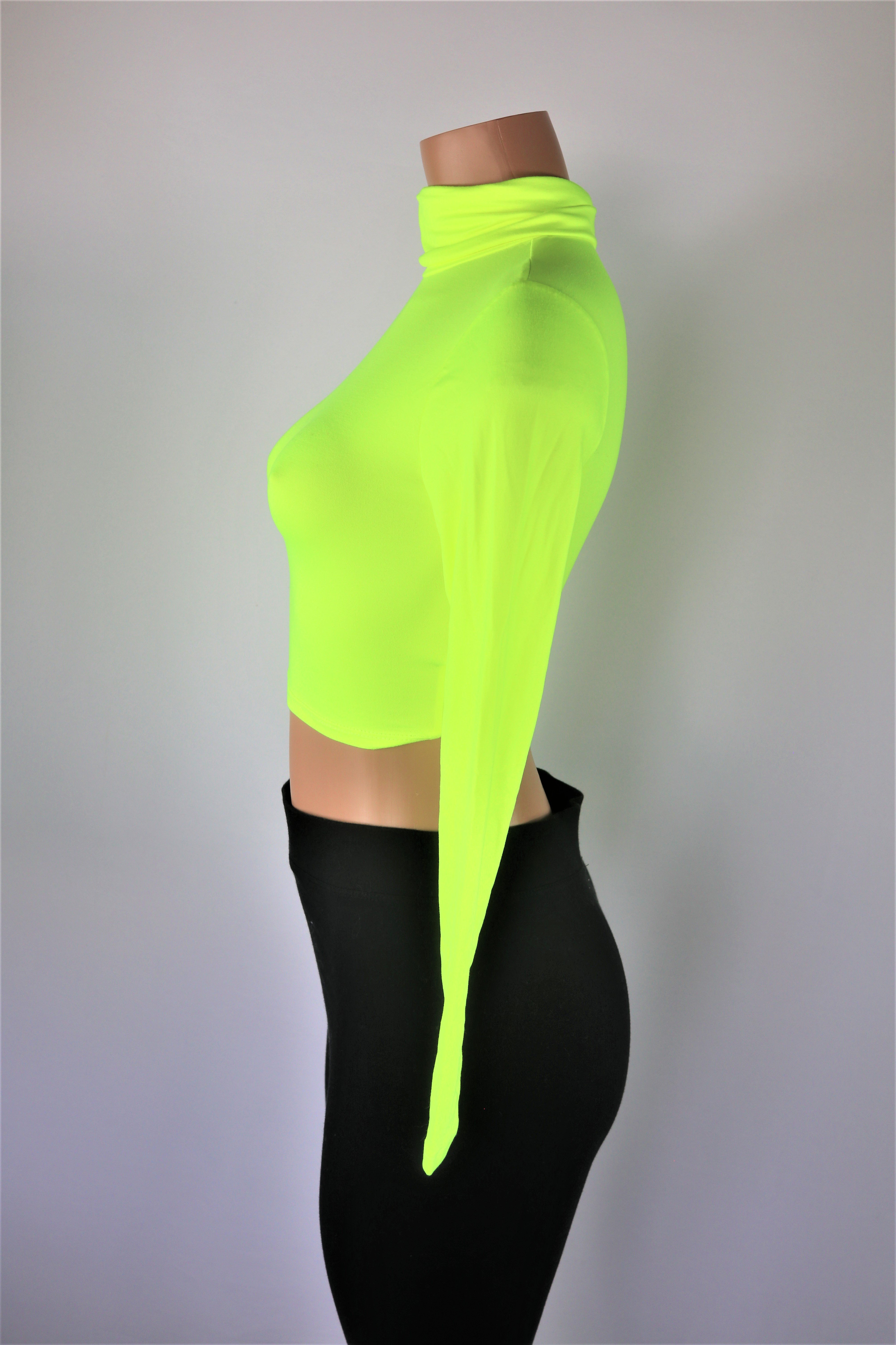 Turtleneck Neon Crop Top Neon Yellow Long Sleeve Turtleneck Crop Top