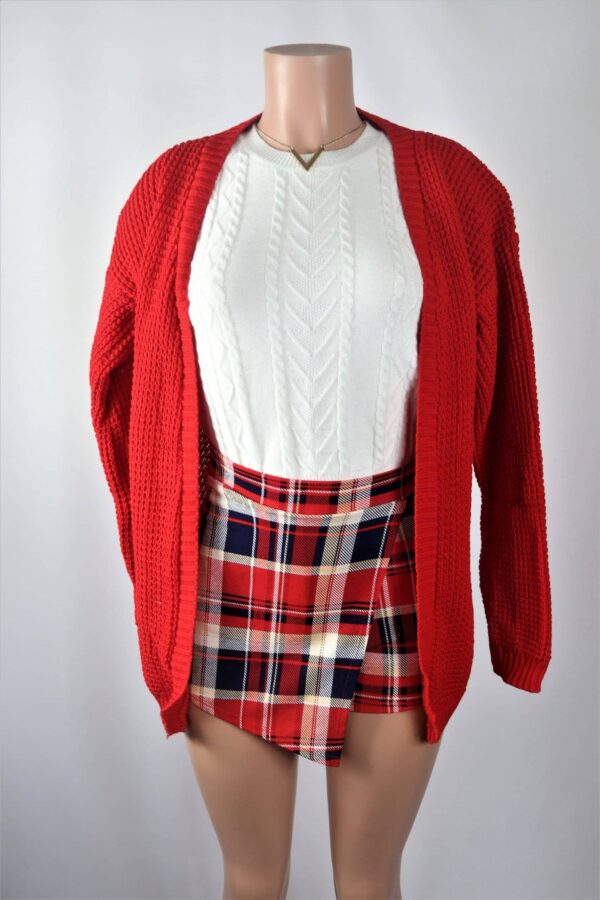 Red Plated Cardigan1