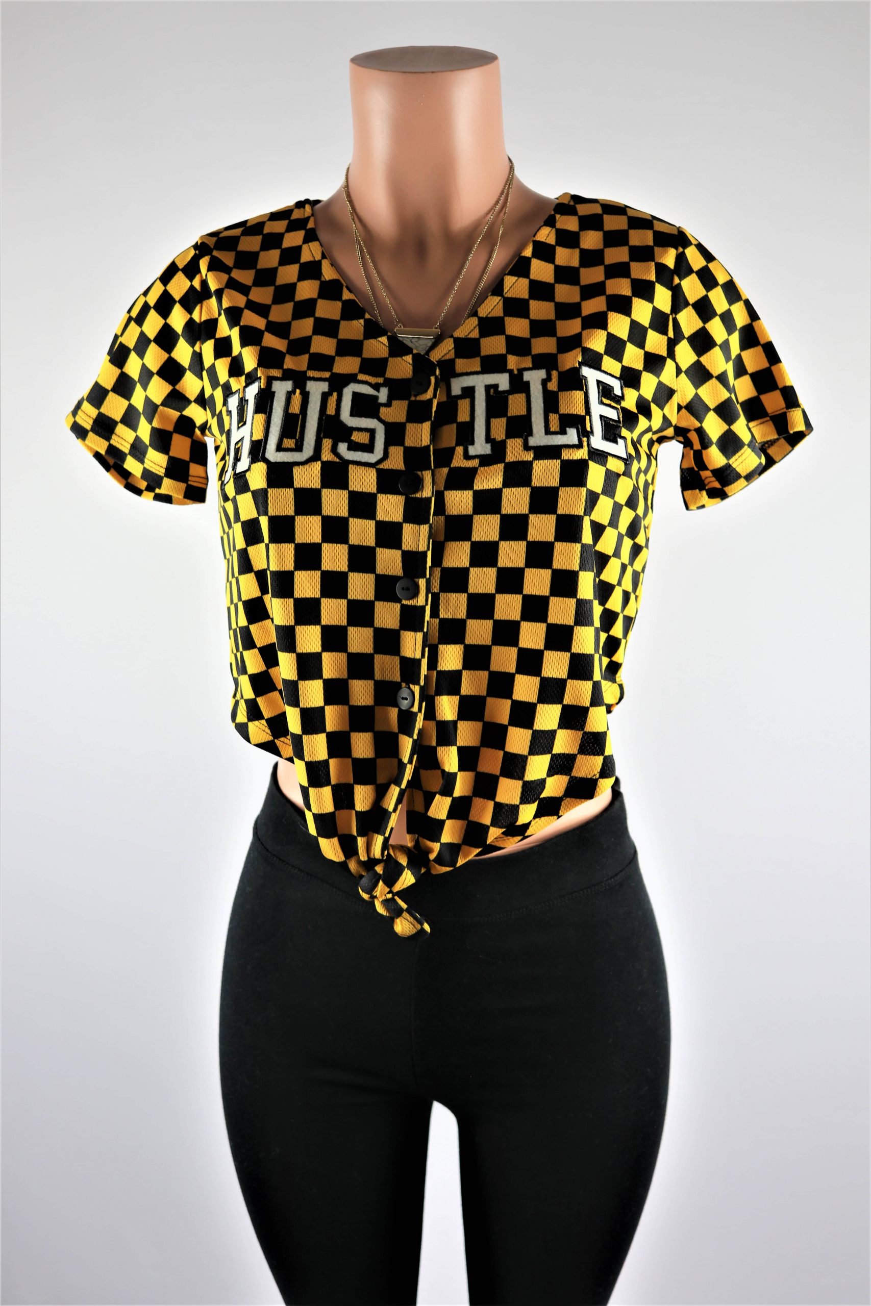 yellow checkered crop top
