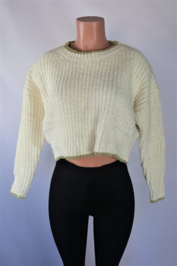 Gold Trim Cream Sweater