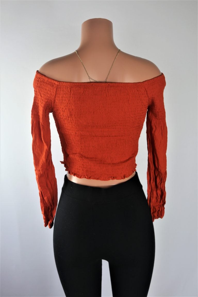 Off the Shoulder Smocked Top - Thin smocked long sleeve top.