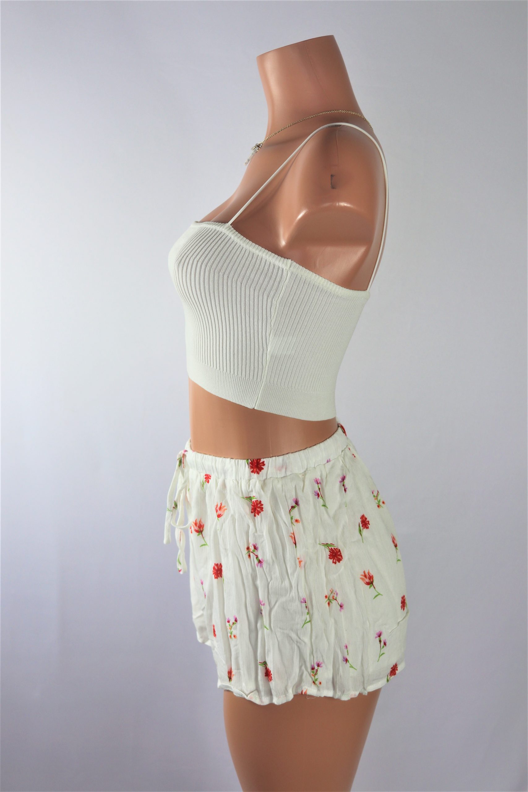 Spring Floral Shorts High Waisted White Floral Shorts