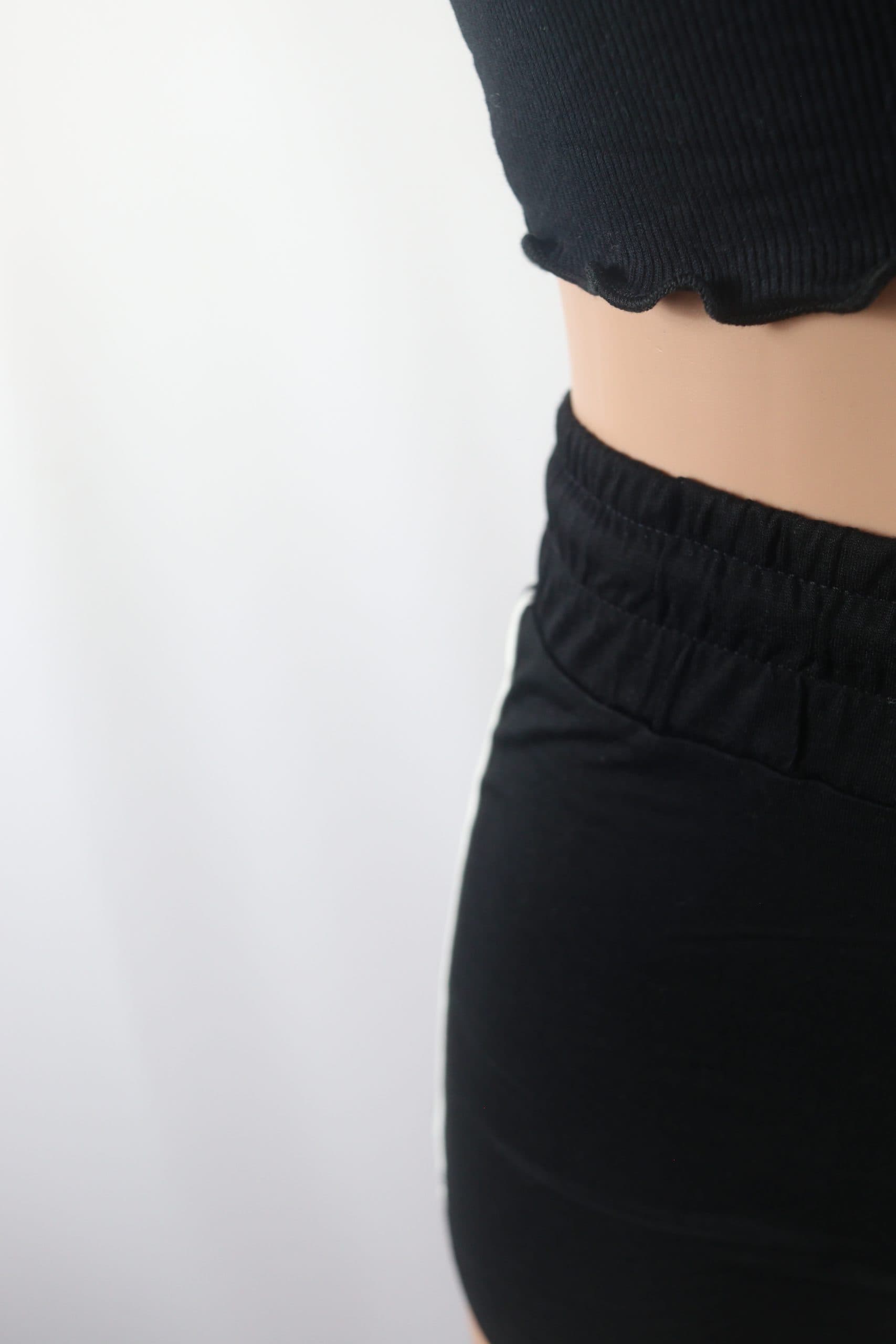 Work From Home Shorts - Drawstring varsity striped high waisted shorts.