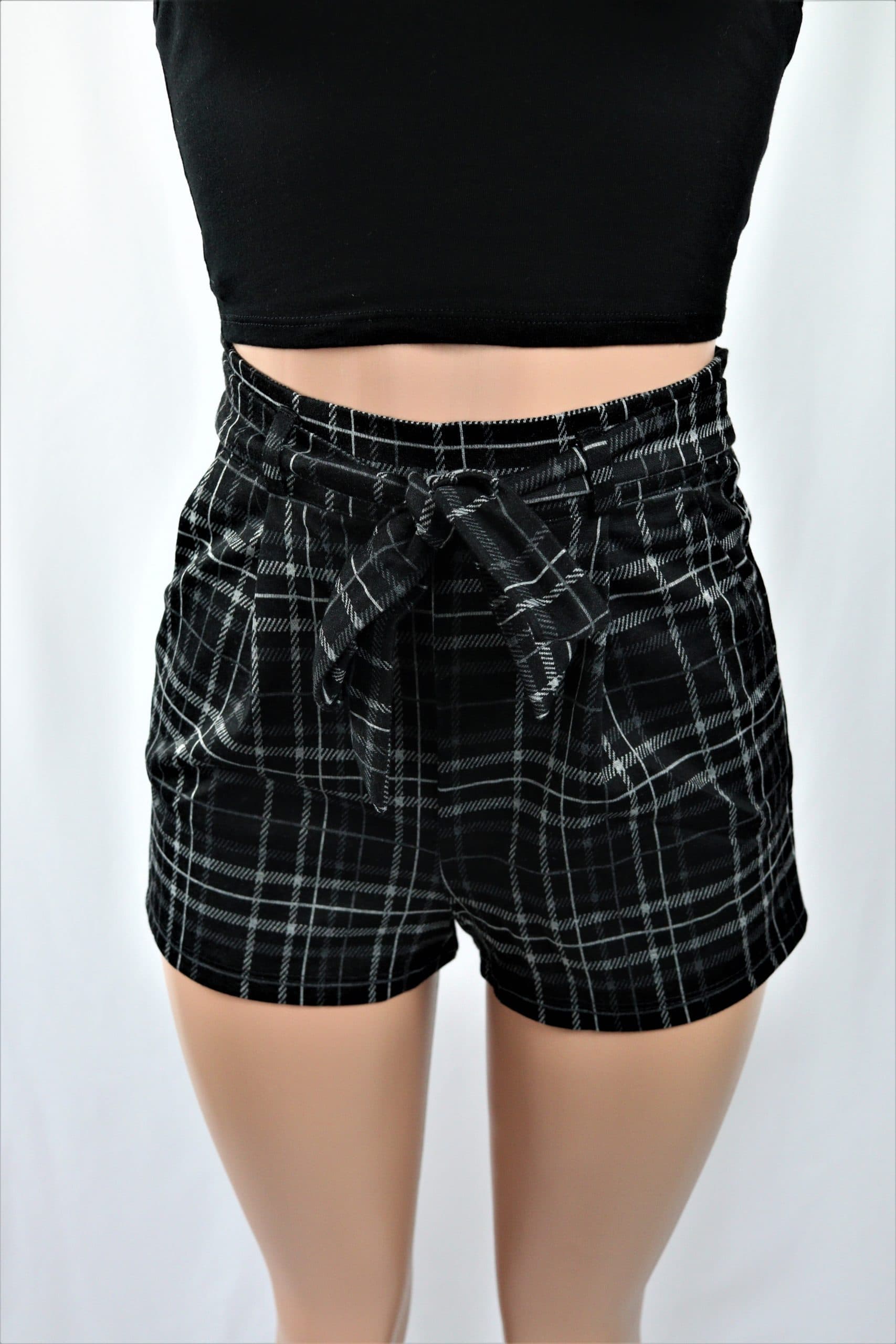 red plaid high waisted shorts