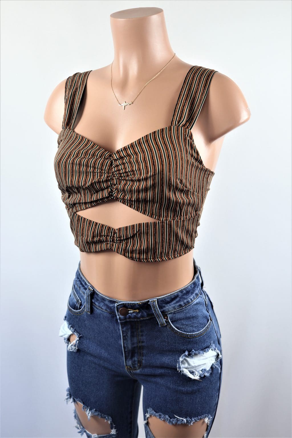 brown crop top h&m