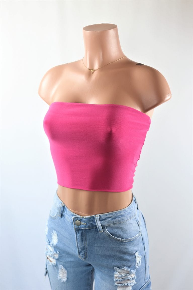 Simple Tube Crop Top - Double layered tube top crop top black and blue.