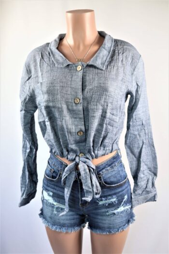 Denim Drawstring Top