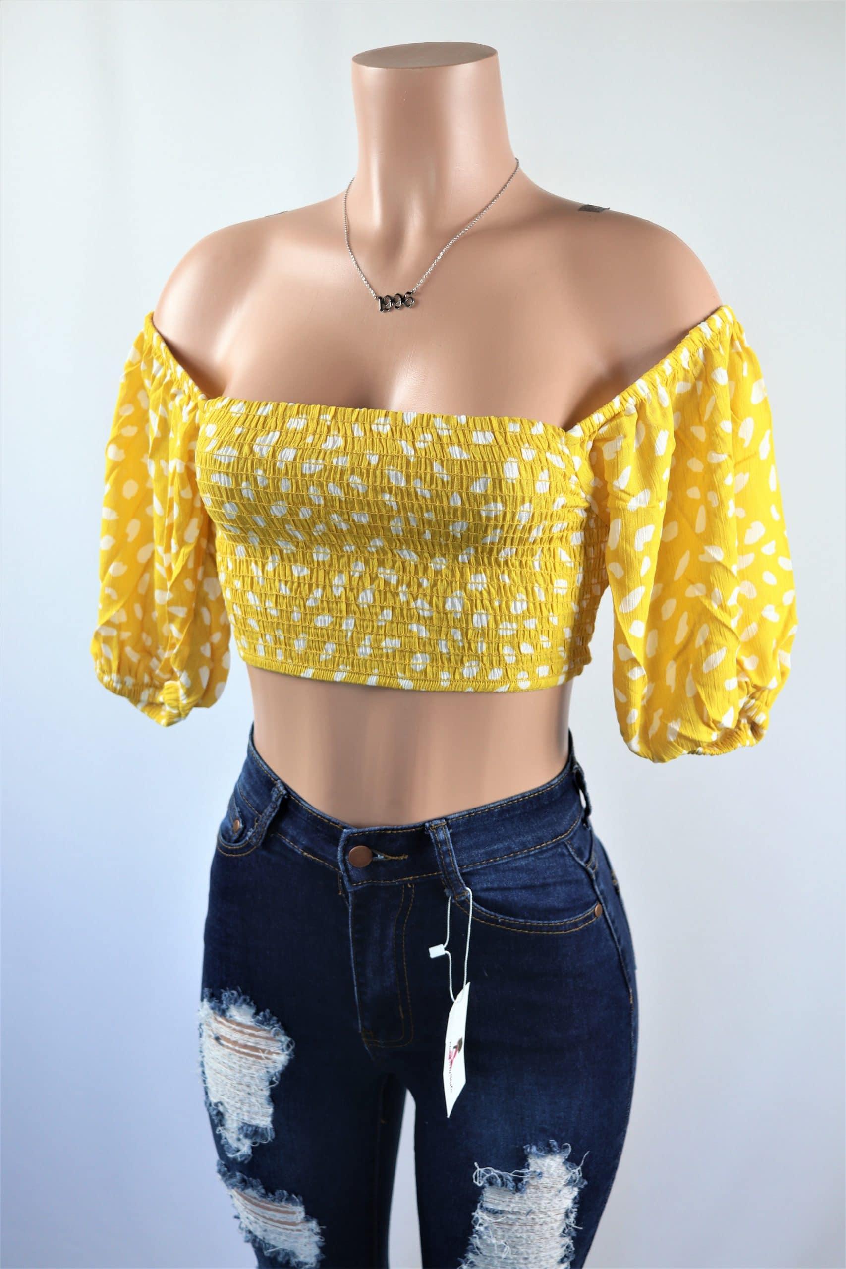 yellow polka dot crop top