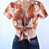 Floral Rust Tied Top