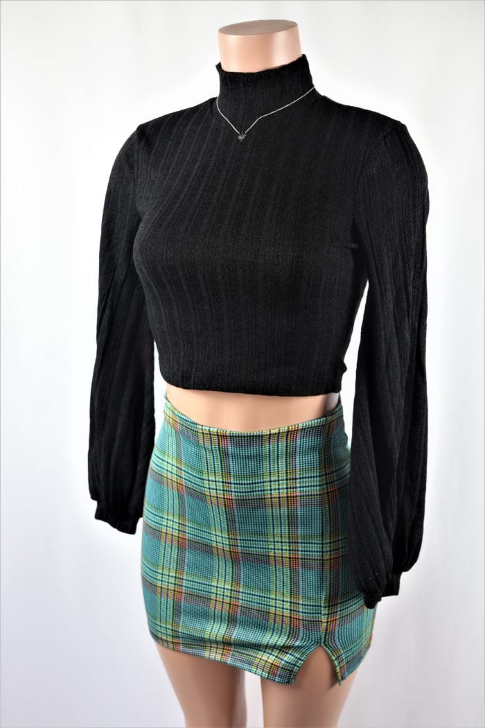 Hipster Plaid Skirt High waisted multi color 70s pattern plaid skirt