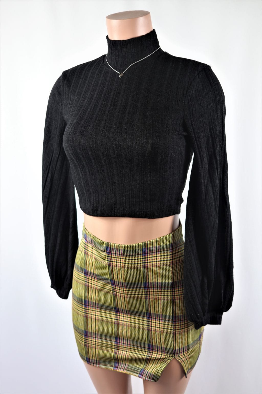 Hipster Plaid Skirt High waisted multi color 70s pattern plaid skirt