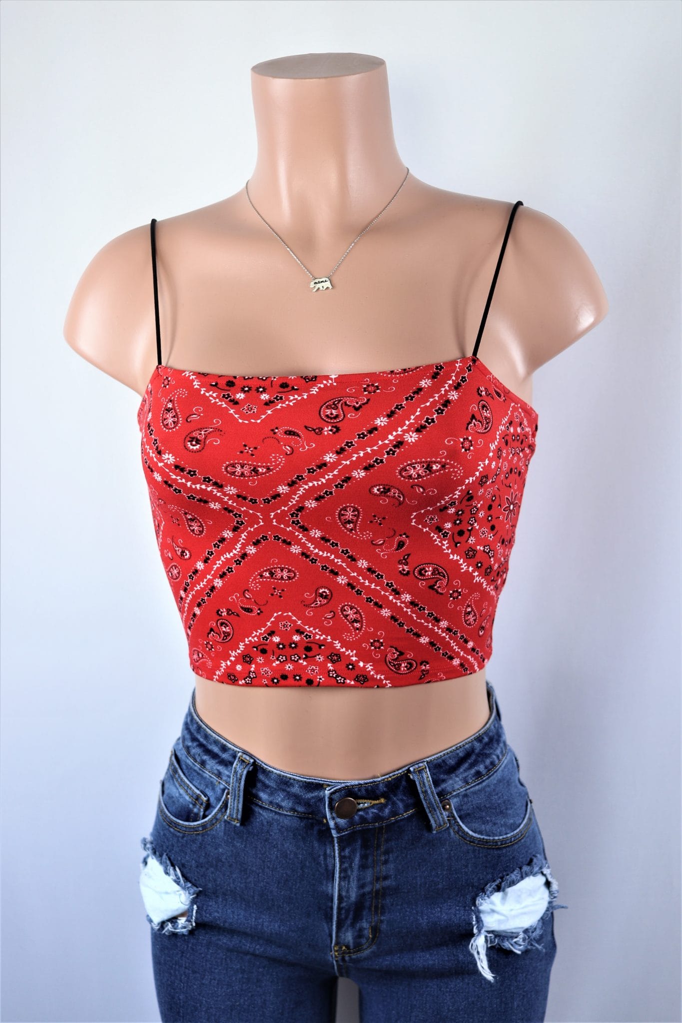red bandana crop top