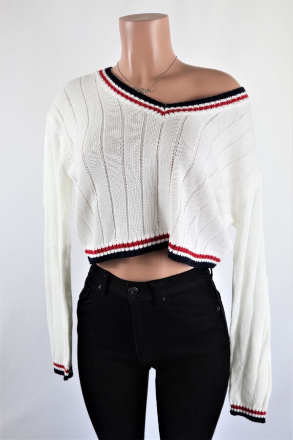 Stripe Trim Sweater Top