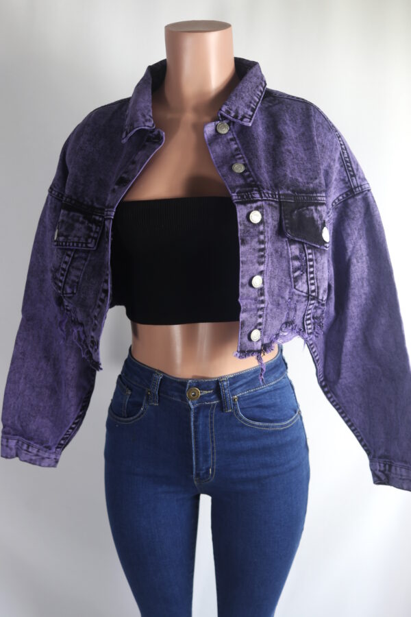 Purple Distress Denim Jacket